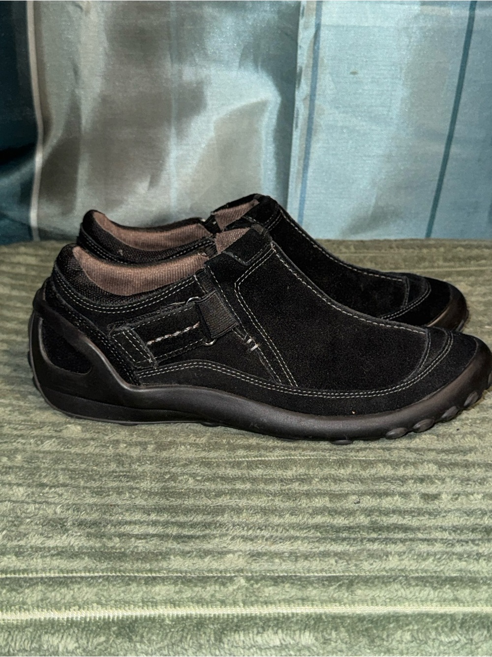 Clarks Black Women's Slip-On Suede Sneakers